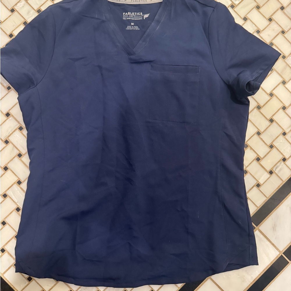 Fabletics Blue Short Sleeve Tee Scrub Top